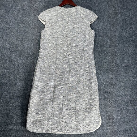 J Crew Dress Womens 4 Gray Belted Tweed Cap Sleeve E9495 NO BELT Back Zip Lined - Picture 5 of 6